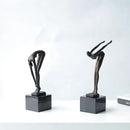 Abstract bronze diving sportsman metal sculpture living room decor