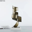Abstract bronze irregular crimp metal sculpture living room decor