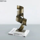 Abstract bronze irregular crimp metal sculpture living room decor