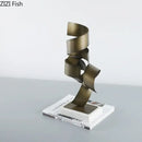 Abstract bronze irregular crimp metal sculpture living room decor