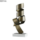 Abstract bronze irregular crimp metal sculpture living room decor
