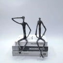 Abstract bronze metal human sculpture set living room decor