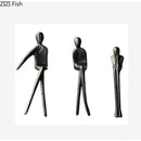 Abstract bronze sculpture set living room gold plated figure decor
