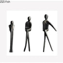 Abstract bronze sculpture set living room gold plated figure decor