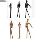 Abstract bronze sculpture set living room gold plated figure decor