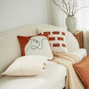 Abstract burnt orange line art pillow cover living room decor