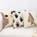 Abstract cream & black embroidered cotton cushion cover living room