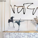 Abstract dark metallic iron horse statue living room decor