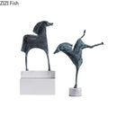 Abstract dark metallic iron horse statue living room decor
