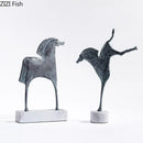 Abstract dark metallic iron horse statue living room decor