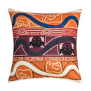 Abstract geometric cushion cover coral & teal bedroom tassel decor