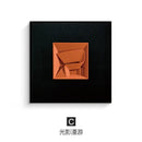 Abstract geometric wall decoration orange & white living room art pieces