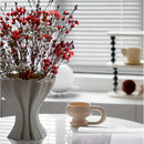 Abstract geometry white fluted ceramic triple opening vase living room