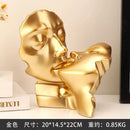 Abstract gold head couple sculpture living room decor