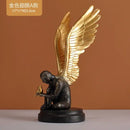 Abstract golden character winged angel resin statue living room decor