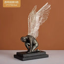 Abstract golden character winged angel resin statue living room decor