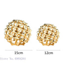 Abstract golden metal hollow ball spike ornaments living room decor