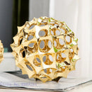 Abstract golden metal hollow ball spike ornaments living room decor