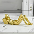 Abstract golden thinker reader man figurine living room decor