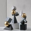 Abstract gray and gold ball sculpture living room decor