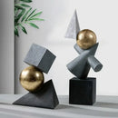 Abstract gray and gold ball sculpture living room decor