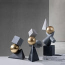Abstract gray and gold ball sculpture living room decor