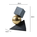 Abstract gray and gold ball sculpture living room decor