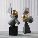 Abstract gray and gold ball sculpture living room decor