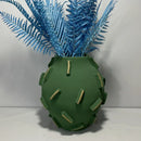 Abstract green & beige geometric block vase living room decor