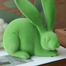 Abstract green & blue rabbit figurines living room resin decor art