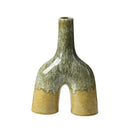 Abstract green & yellow kiln-changing glaze ceramic vase living room