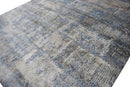 Modern Abstract Gray and Blue Bamboo Silk Hand Knotted 8x10 Area Rug