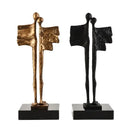 Abstract iron cast couple statue gold & black living room decor