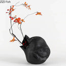 Abstract matte black vase artwork living room ceramic decor