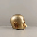Abstract minimalist golden head half face sculpture living room decor