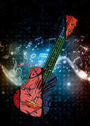 Abstract neon electric guitar canvas print living room wall art