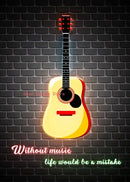 Abstract neon electric guitar canvas print living room wall art
