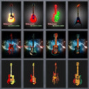 Abstract neon electric guitar canvas print living room wall art