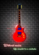 Abstract neon electric guitar canvas print living room wall art