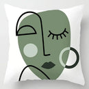Abstract pastel and geometric leaves print cushion cover living room