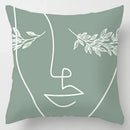 Abstract pastel and geometric leaves print cushion cover living room