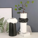 Abstract patchwork ceramic black & white cloud vase living room decor