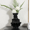Abstract pleated gear black resin vase living room decor flower holder