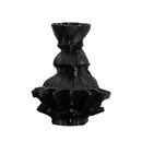 Abstract pleated gear black resin vase living room decor flower holder