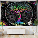 Abstract rainbow tree of life tapestry wall hanging living room art