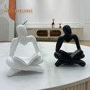 Abstract resin book figurines black & white office decor