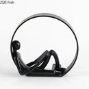 Abstract resin characters black glossy reading figurine living room decor