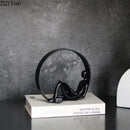 Abstract resin characters black glossy reading figurine living room decor