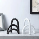 Abstract resin geometry arch black & white bookends living room decor