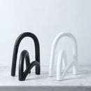 Abstract resin geometry arch black & white bookends living room decor